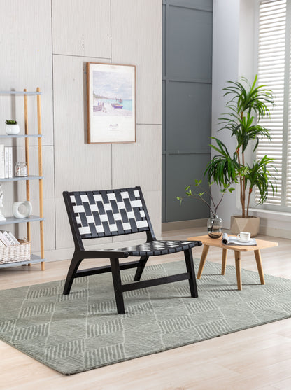 MOONMISS Solid Wood Frame Chair With White Faux Wool. Modern Accent Chair Lounge Chair for Living Room