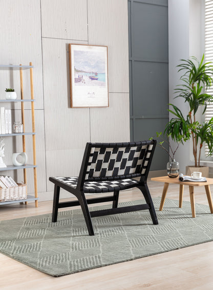 MOONMISS Solid Wood Frame Chair With White Faux Wool. Modern Accent Chair Lounge Chair for Living Room