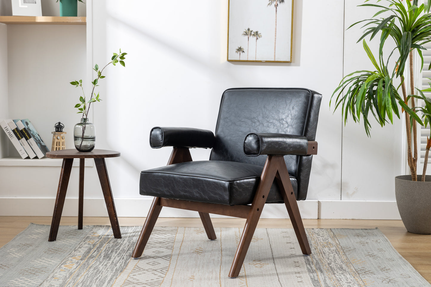 MOONMISS Wood Frame Armchair, Modern Accent Chair  with Brown Feet Lounge Chair for Living Room, Bedroom