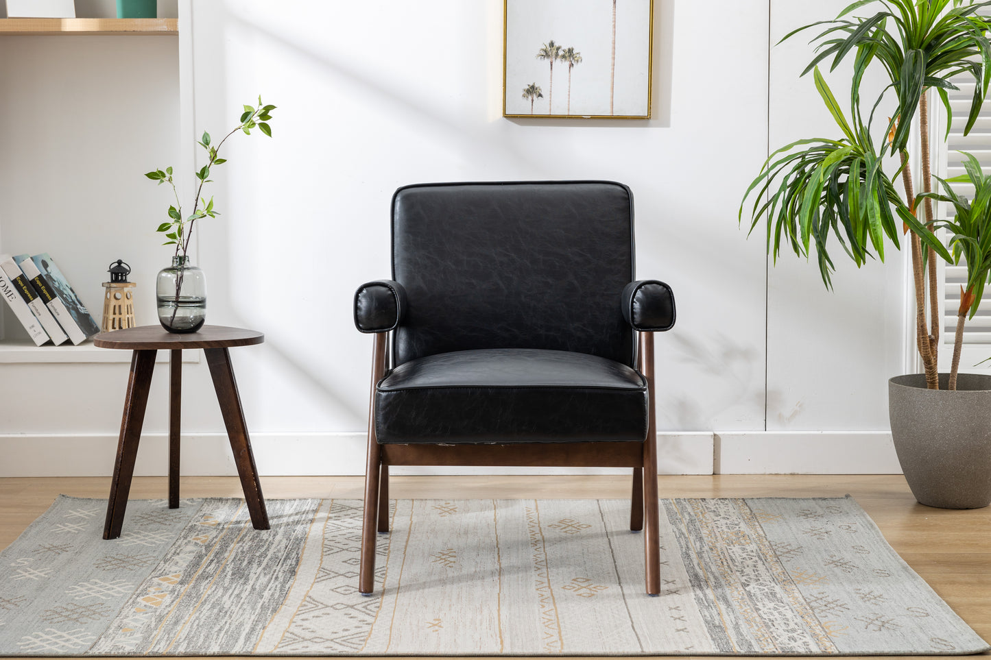 MOONMISS Wood Frame Armchair, Modern Accent Chair  with Brown Feet Lounge Chair for Living Room, Bedroom