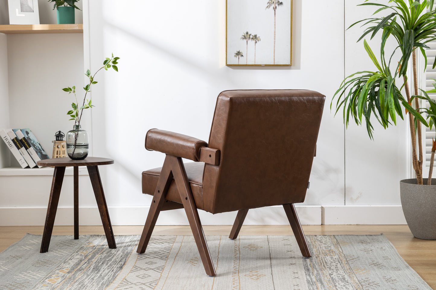 MOONMISS Wood Frame Armchair, Modern Accent Chair  with Brown Feet Lounge Chair for Living Room, Bedroom