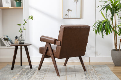 MOONMISS Wood Frame Armchair, Modern Accent Chair  with Brown Feet Lounge Chair for Living Room, Bedroom
