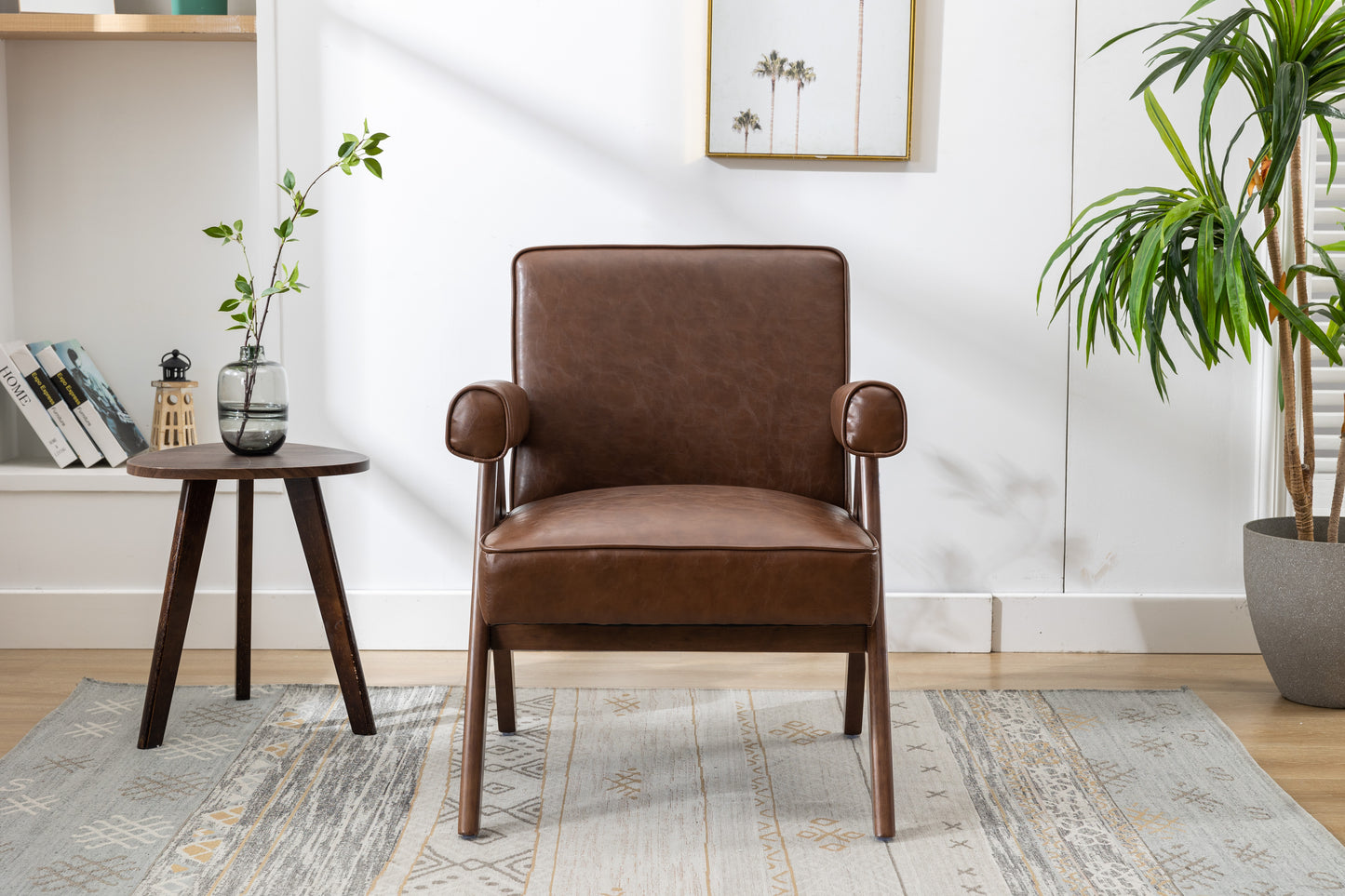 MOONMISS Wood Frame Armchair, Modern Accent Chair  with Brown Feet Lounge Chair for Living Room, Bedroom