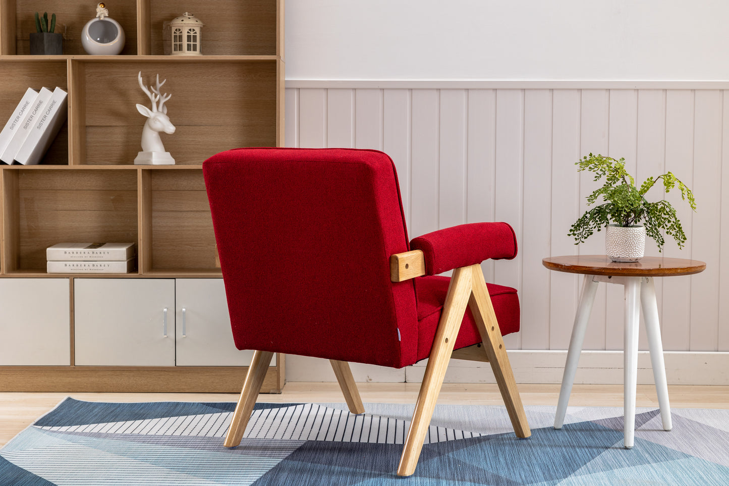 MOONMISS Wood Frame Armchair, Modern Accent Chair  with Brown Feet Lounge Chair for Living Room, Bedroom
