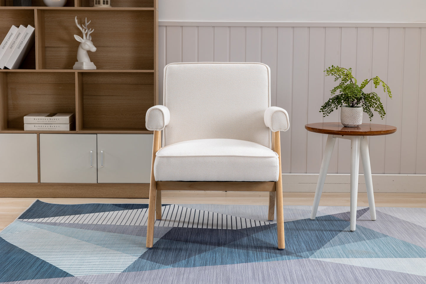 MOONMISS Wood Frame Armchair, Modern Accent Chair  with Brown Feet Lounge Chair for Living Room, Bedroom