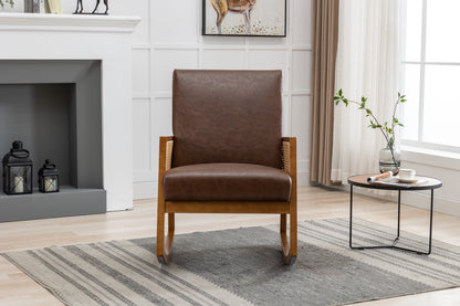 MOONMISS Mid-Century Modern Nursery Rocking Armchair, Upholstered Tall Back Accent Glider Rocker, Made of Solid Wood, Suitable for Living Room, Bedroom, Office
