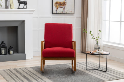 MOONMISS Mid-Century Modern Nursery Rocking Armchair, Upholstered Tall Back Accent Glider Rocker, Made of Solid Wood, Suitable for Living Room, Bedroom, Office