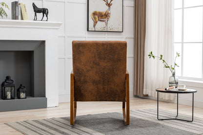 MOONMISS Mid-Century Modern Nursery Rocking Armchair, Upholstered Tall Back Accent Glider Rocker, Made of Solid Wood, Suitable for Living Room, Bedroom, Office