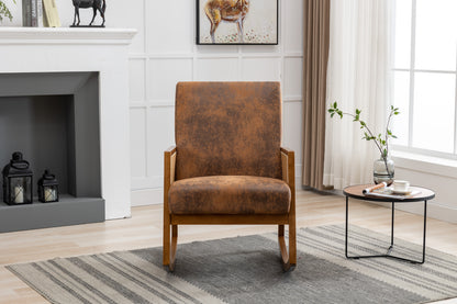 MOONMISS Mid-Century Modern Nursery Rocking Armchair, Upholstered Tall Back Accent Glider Rocker, Made of Solid Wood, Suitable for Living Room, Bedroom, Office