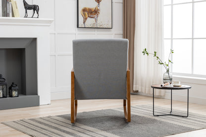 MOONMISS Mid-Century Modern Nursery Rocking Armchair, Upholstered Tall Back Accent Glider Rocker, Made of Solid Wood, Suitable for Living Room, Bedroom, Office