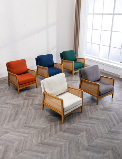 MOONMISS Wood Frame Armchair, Modern Accent Chair with Brown Feet Lounge Chair for Living Room, Bedroom