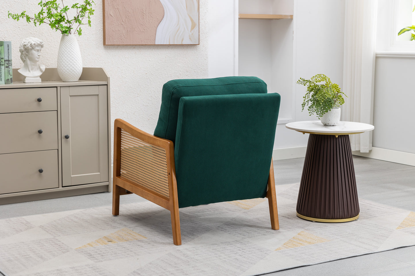 MOONMISS Wood Frame Armchair, Modern Accent Chair with Brown Feet Lounge Chair for Living Room, Bedroom