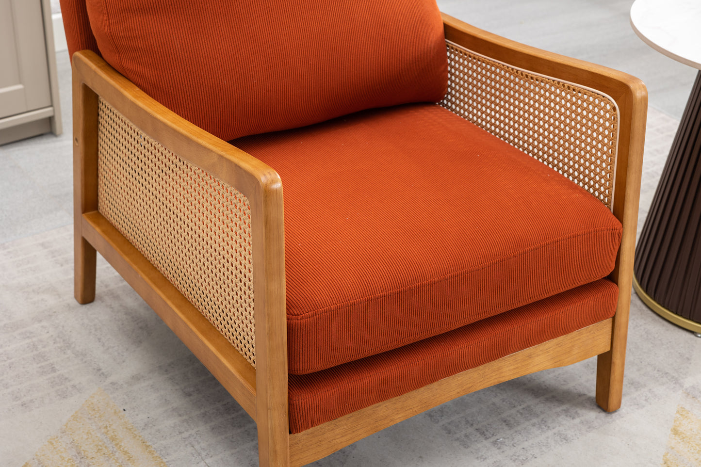 MOONMISS Wood Frame Armchair, Modern Accent Chair with Brown Feet Lounge Chair for Living Room, Bedroom