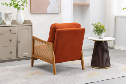 MOONMISS Wood Frame Armchair, Modern Accent Chair with Brown Feet Lounge Chair for Living Room, Bedroom