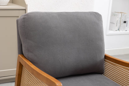 MOONMISS Wood Frame Armchair, Modern Accent Chair with Brown Feet Lounge Chair for Living Room, Bedroom