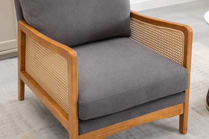 MOONMISS Wood Frame Armchair, Modern Accent Chair with Brown Feet Lounge Chair for Living Room, Bedroom