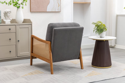 MOONMISS Wood Frame Armchair, Modern Accent Chair with Brown Feet Lounge Chair for Living Room, Bedroom