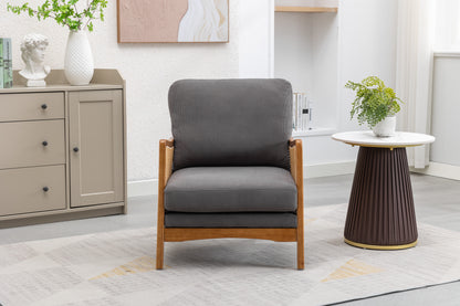 MOONMISS Wood Frame Armchair, Modern Accent Chair with Brown Feet Lounge Chair for Living Room, Bedroom