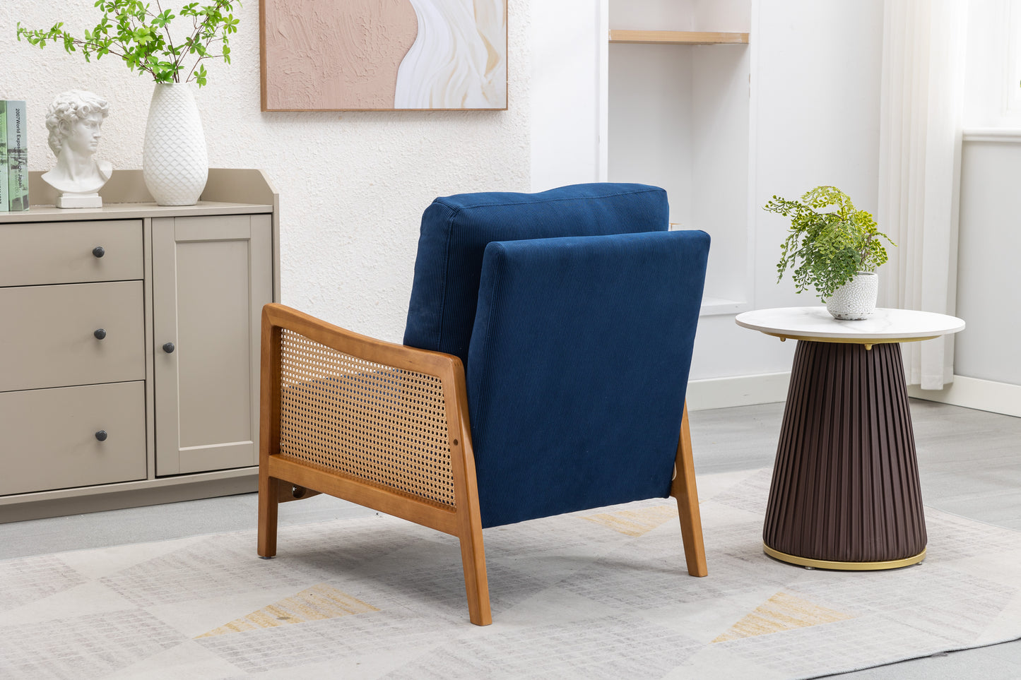 MOONMISS Wood Frame Armchair, Modern Accent Chair with Brown Feet Lounge Chair for Living Room, Bedroom