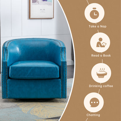 MOONMISS 360 Degree Swivel Accent Chair, Mid-Century Armchair with Deep Seat, Round Barrel Chair for Living Room Bedroom