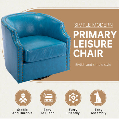 MOONMISS 360 Degree Swivel Accent Chair, Mid-Century Armchair with Deep Seat, Round Barrel Chair for Living Room Bedroom