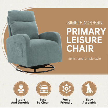 MOONMISS Swivel Glider Rocker Chair, Rocking Chair Nursery with Pocket, Comfy Chair with High Back, Deep Seat for Living Room, Bedroom