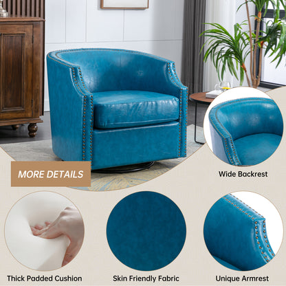 MOONMISS 360 Degree Swivel Accent Chair, Mid-Century Armchair with Deep Seat, Round Barrel Chair for Living Room Bedroom