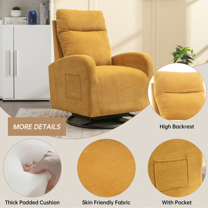 MOONMISS Swivel Glider Rocker Chair, Rocking Chair Nursery with Pocket, Comfy Chair with High Back, Deep Seat for Living Room, Bedroom